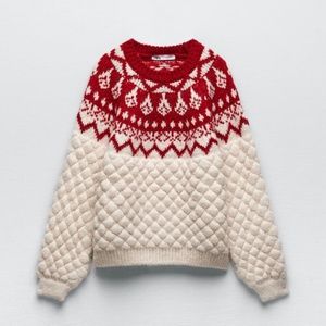 NWT Oversized Knit Jacquard Sweater Sz. L